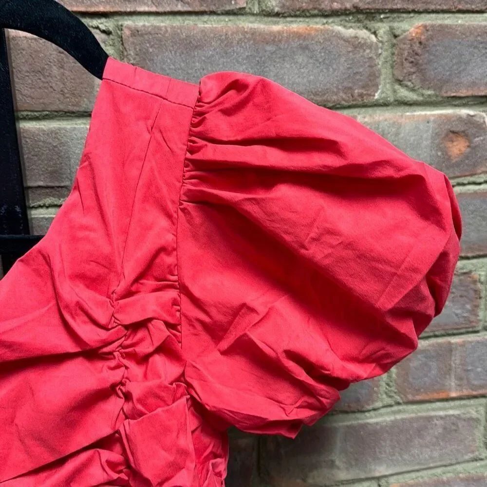 Main Strip Women’s Red One Shoulder Ruched Ruffle Mini Dress Size Small NEW - Picture 5 of 9
